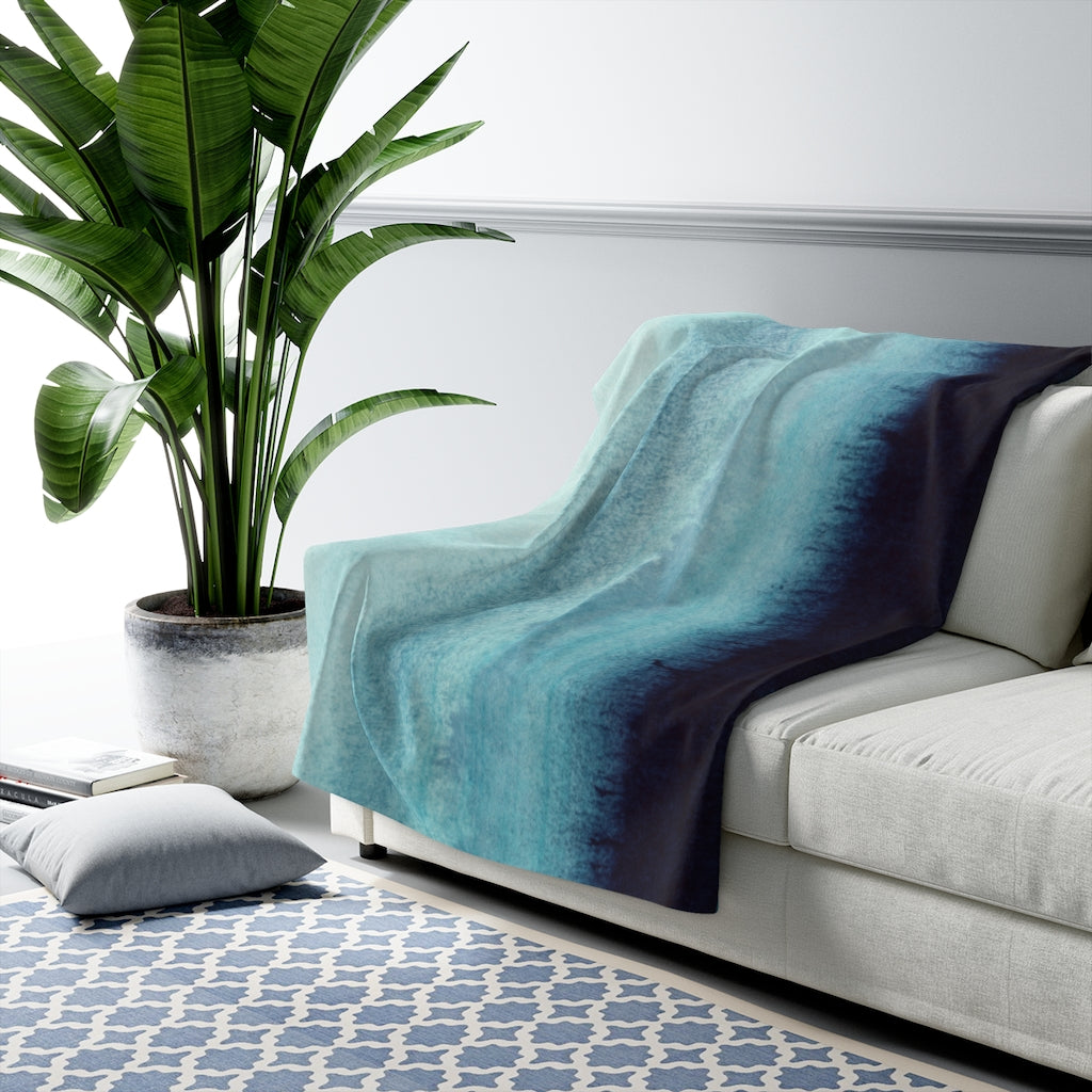 Navy Sky Blue, Modern Abstract, Blanket