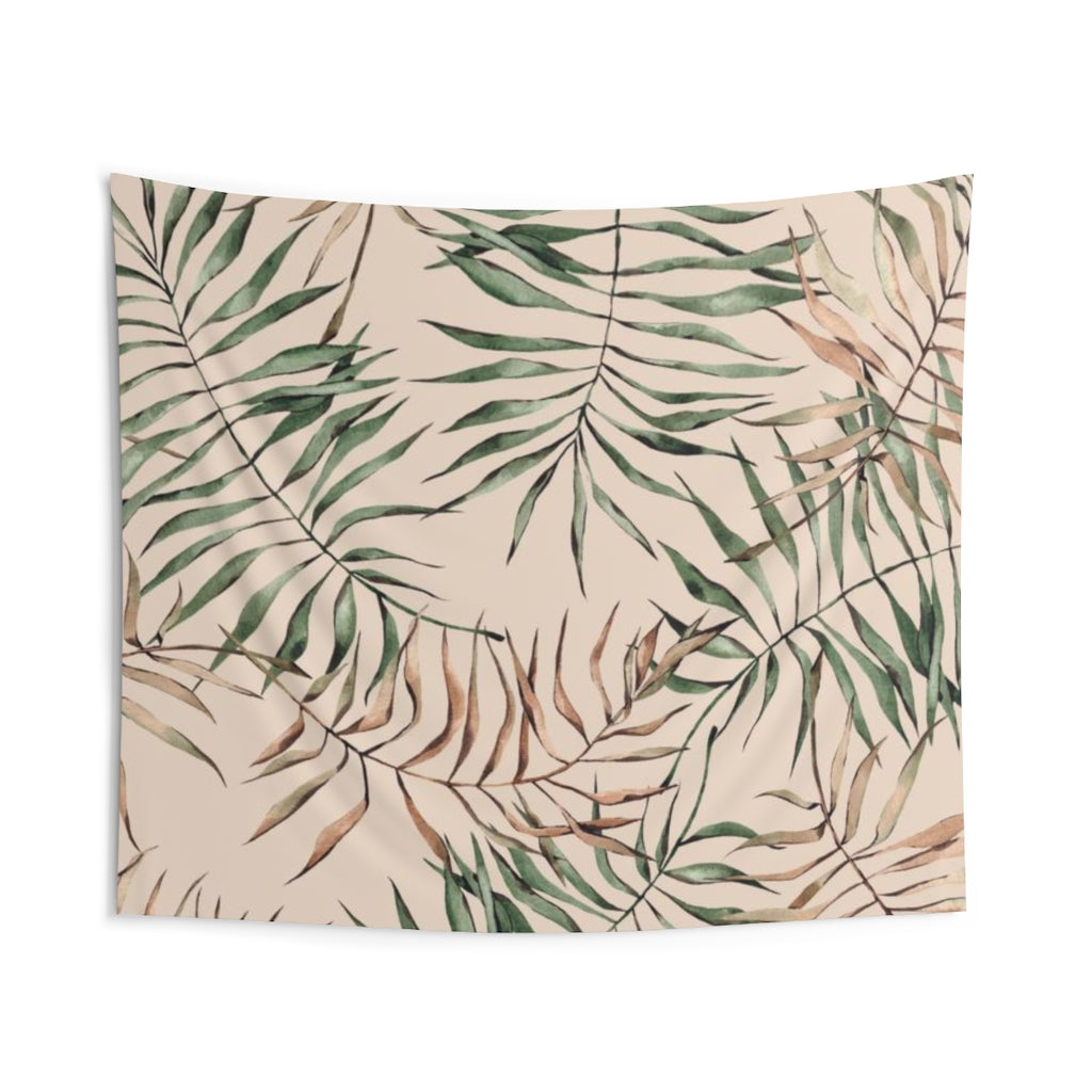 Floral Tapestry | Beige Green Palm Leaves