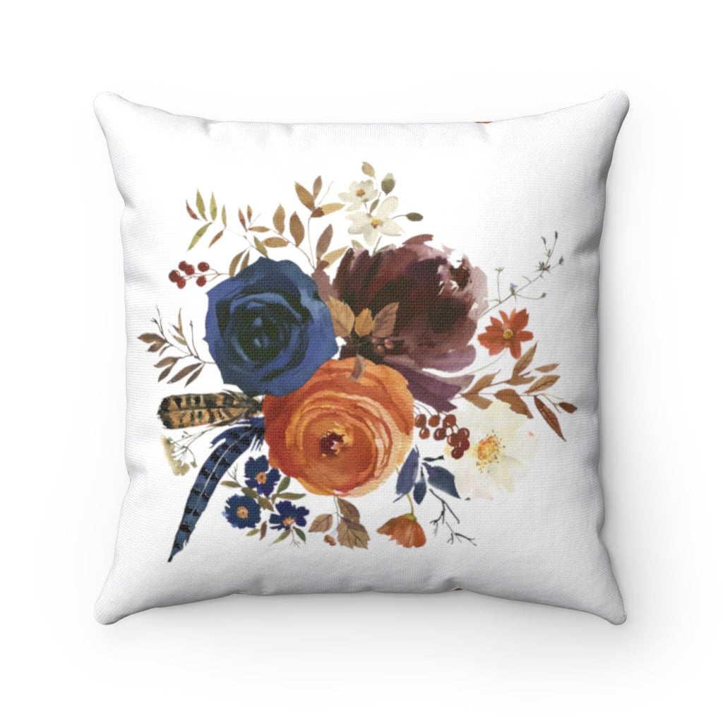 Floral Boho Pillow Cover | White Indigo Blue Wine Burgundy