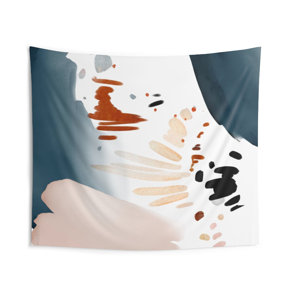 Abstract Tapestry | White Blush Pink Navy Blue Red