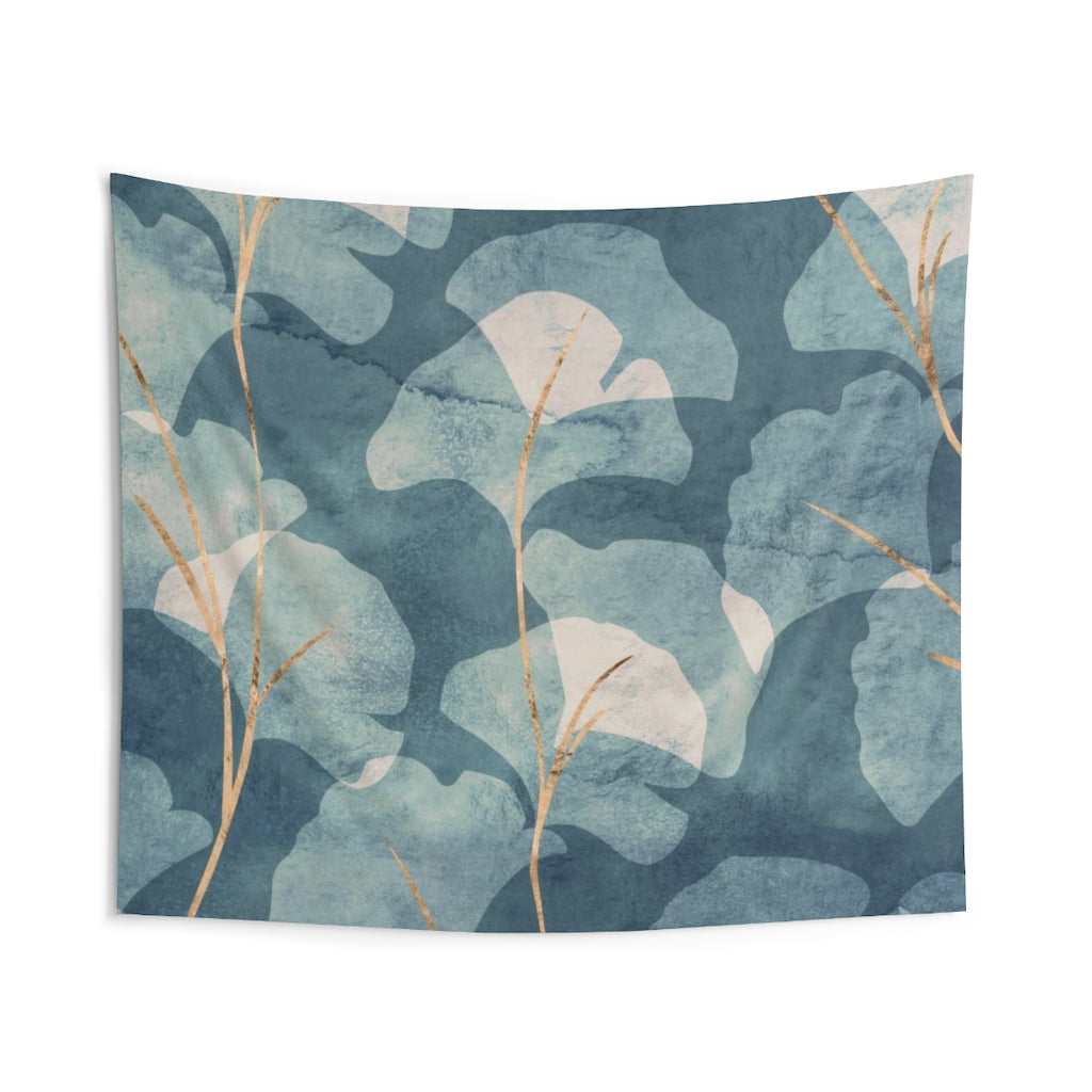 Floral Tapestry | Blue Beige Gold