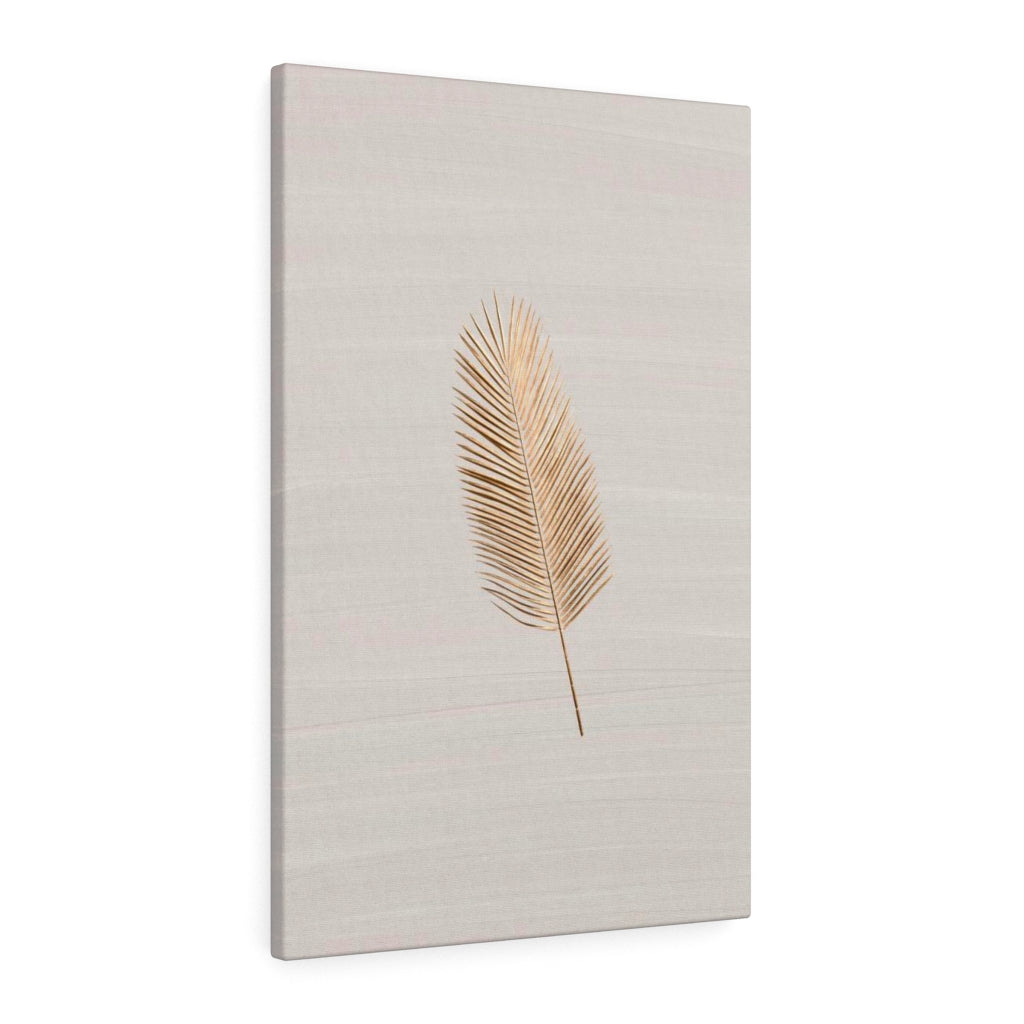 Modern Wall Canvas Art | Beige Gold Feather