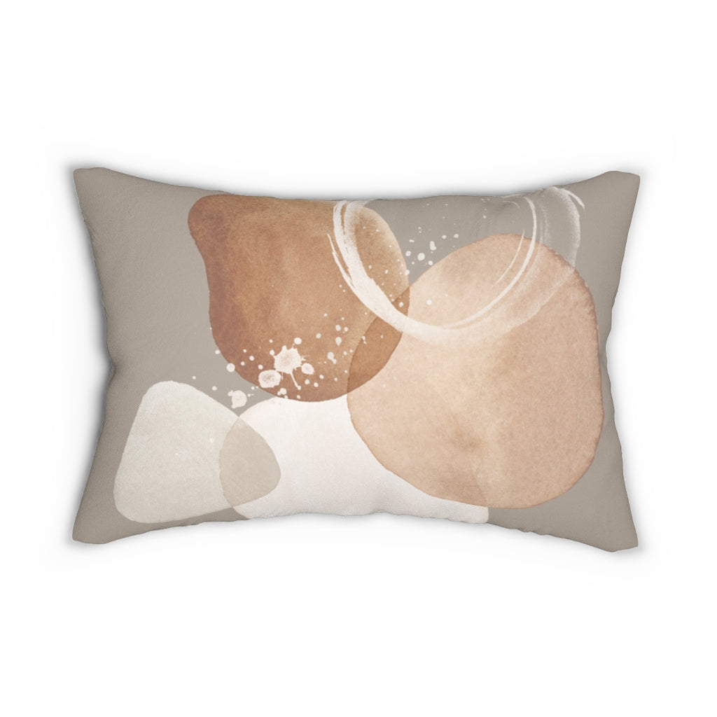 Abstract Boho Lumbar Pillow | Beige Cream Brown