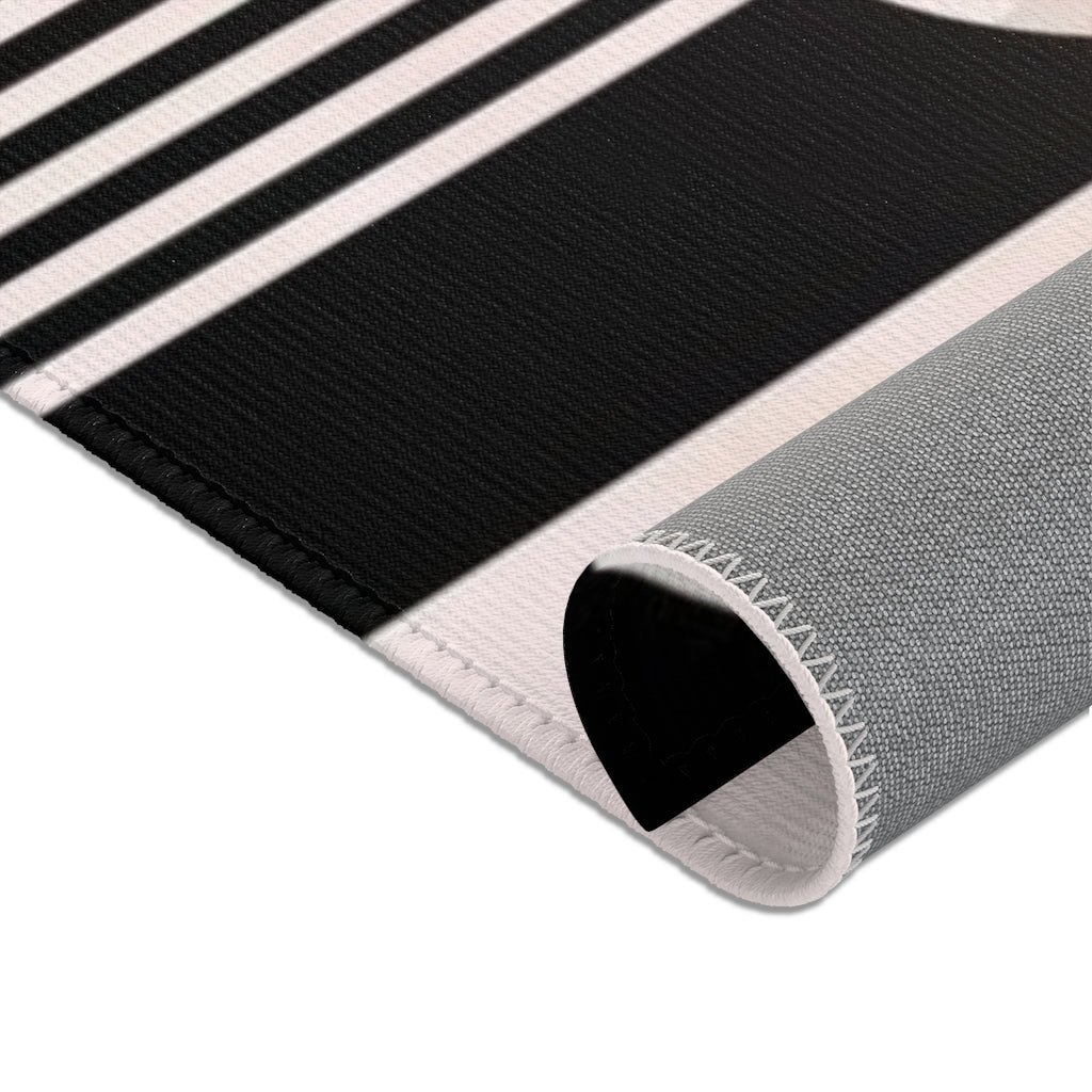 Geometric Area Rug | Black Blush Pink Shapes