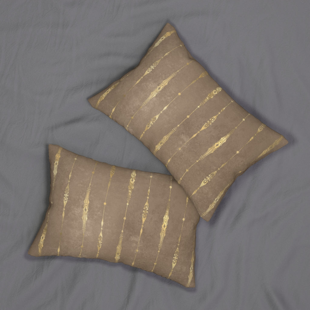 Abstract Boho Lumbar Pillow | Brown Gold