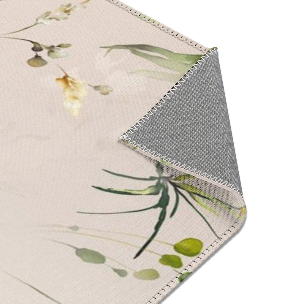 Floral Area Rug | Beige White Pink