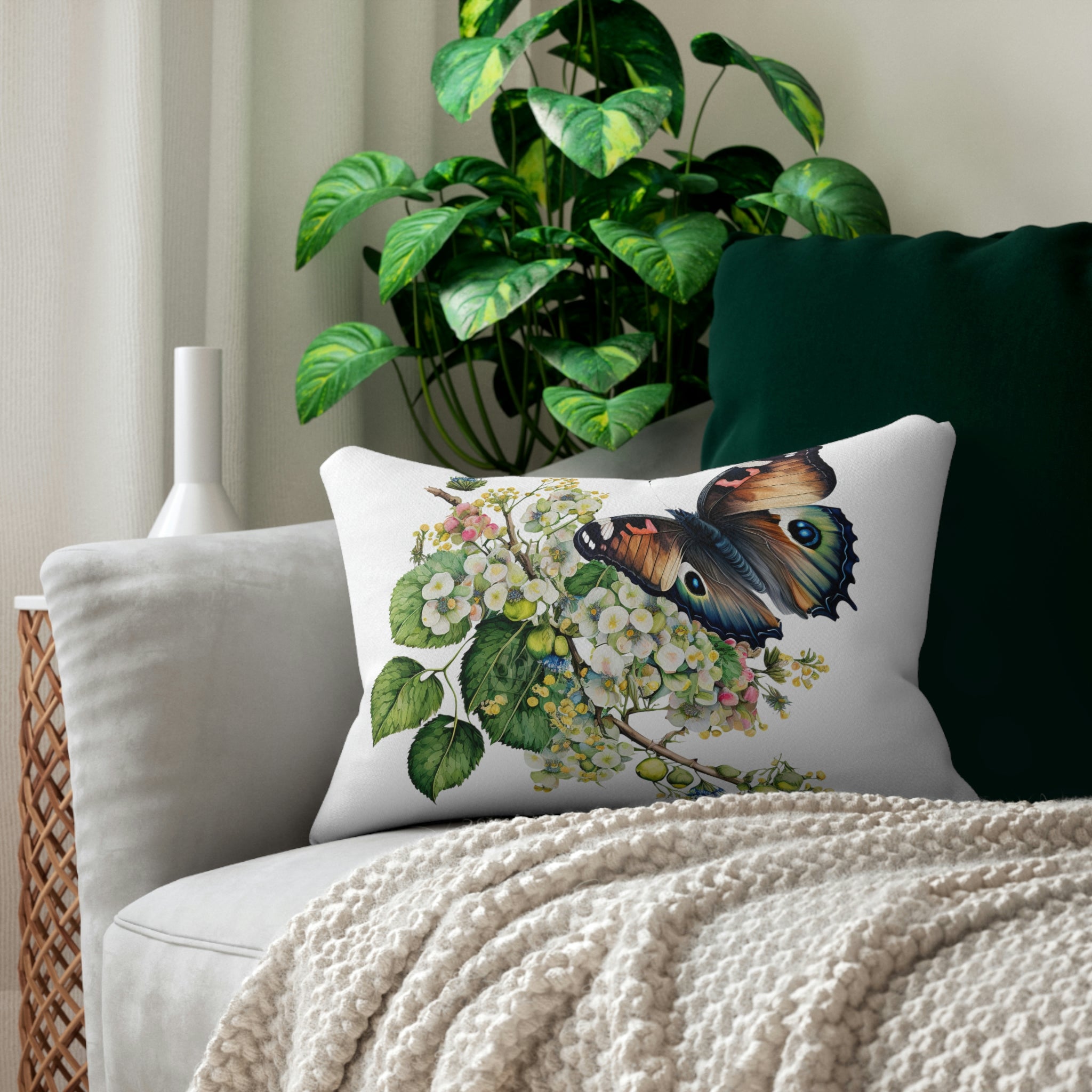 Butterfly Lumbar Pillow | Spring Botanical