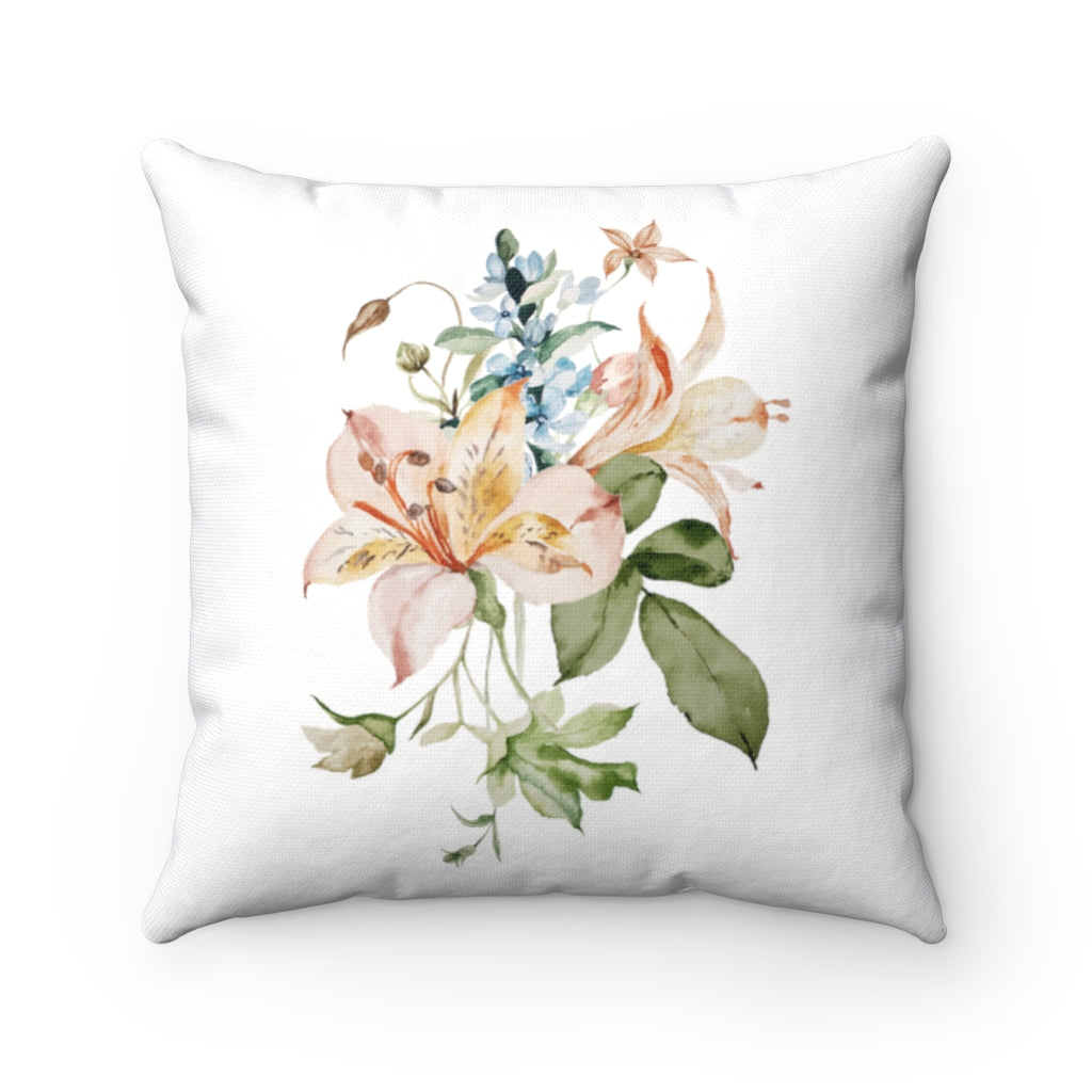 Boho Pillow Cover | Peach Cream Teal Floral