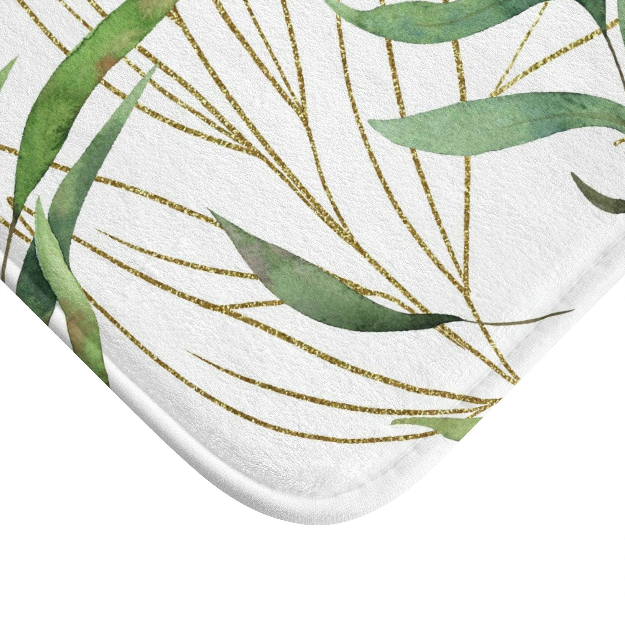 Floral Bath, Kitchen Mat | White Sage Green Leaves