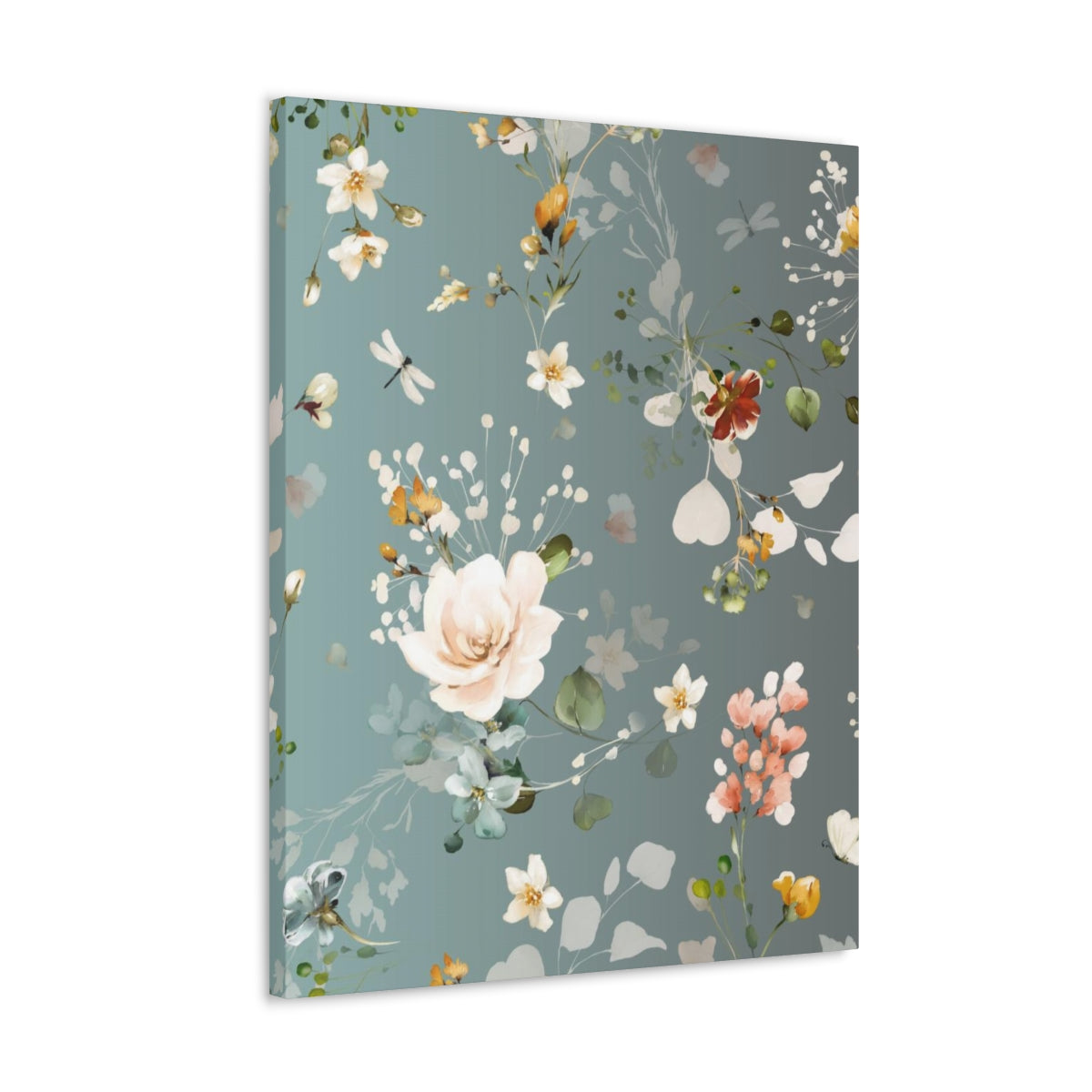 Floral Wall Canvas Print | Green Garden