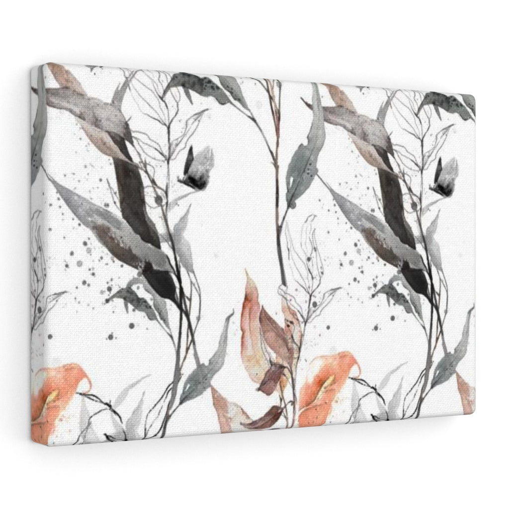 FLORAL WALL CANVAS ART | White Peach Grey