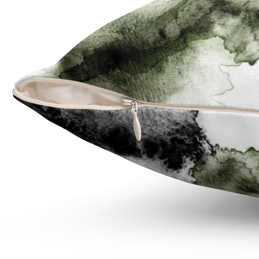 Abstract Boho Pillow Cover | Green White Black