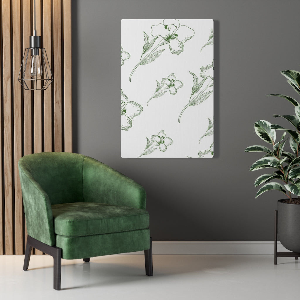 FLORAL WALL CANVAS ART | White Green