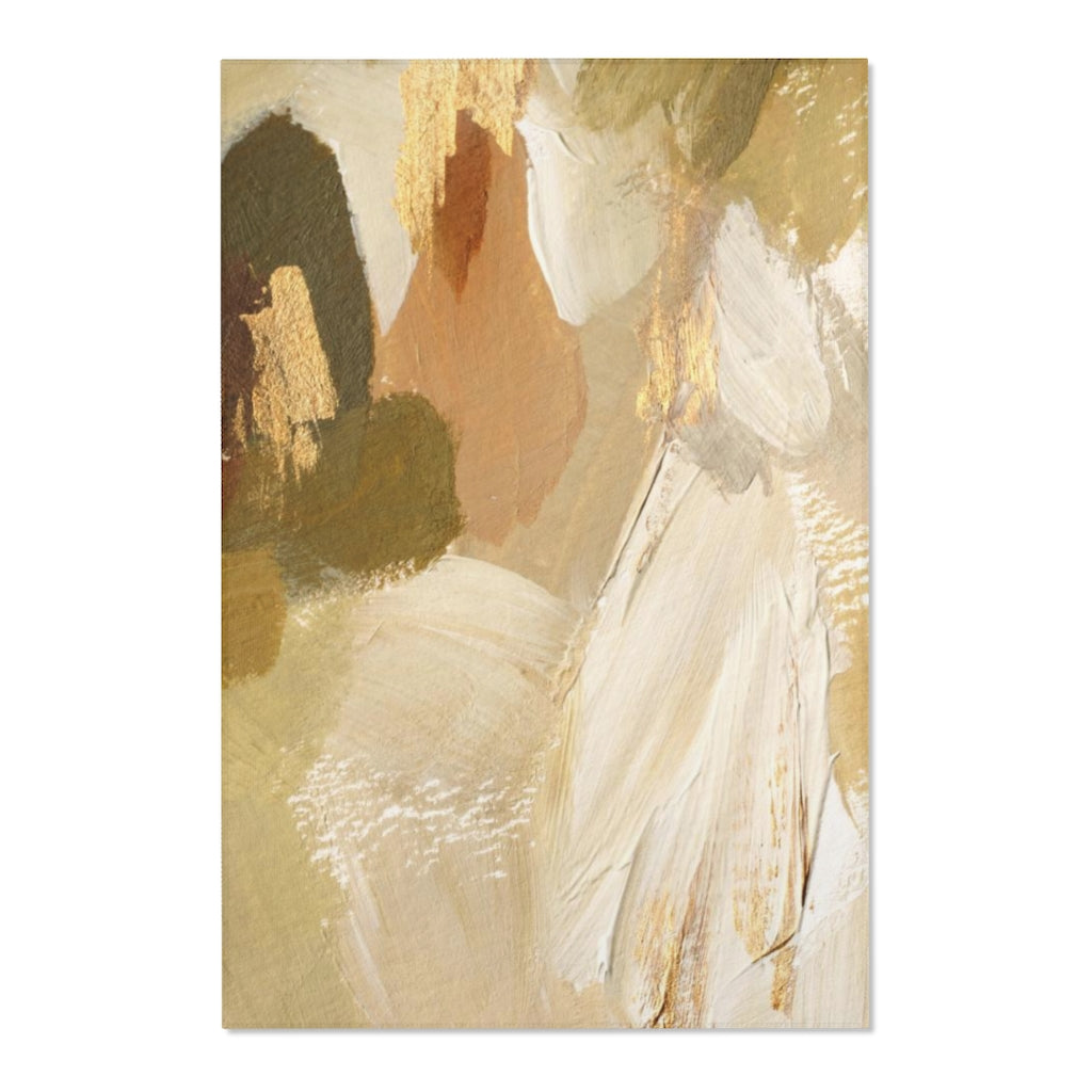 Abstract Area Rug | Cream Green Beige Gold Acrylic