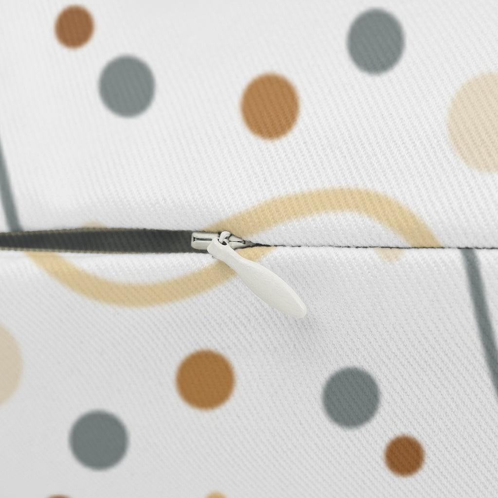 Whimsical Boho Lumbar Pillow | White Brown Navy Rainbows