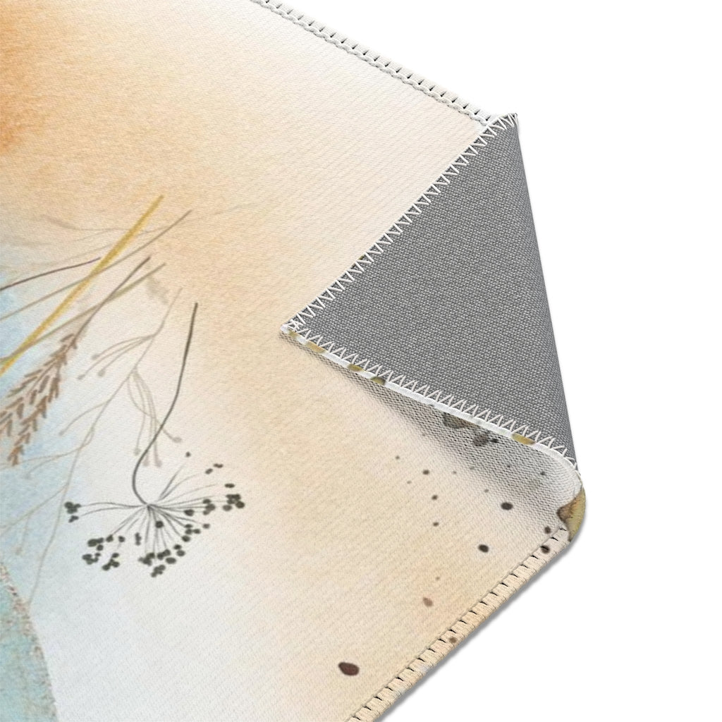 Abstract Area Rug | Yellow Flower Navy White