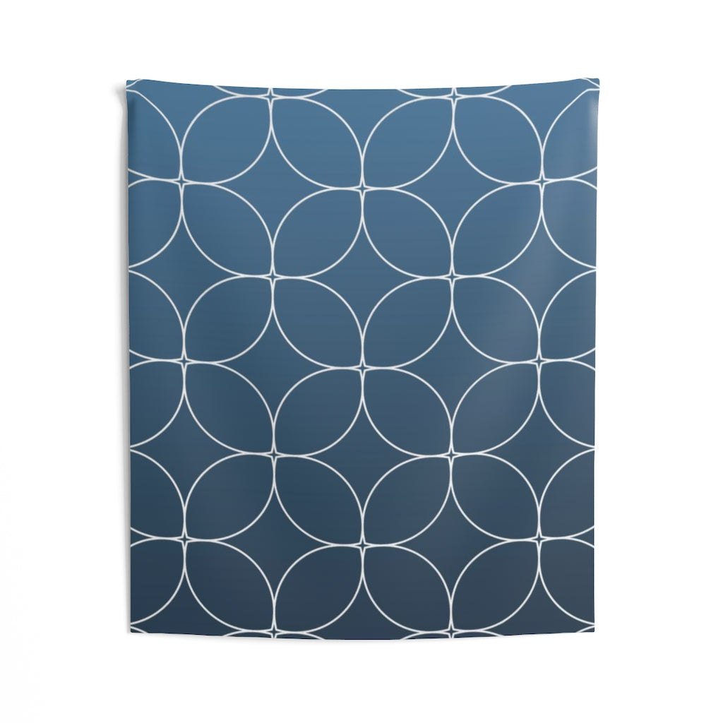 Geometric Tapestry | Navy Blue White