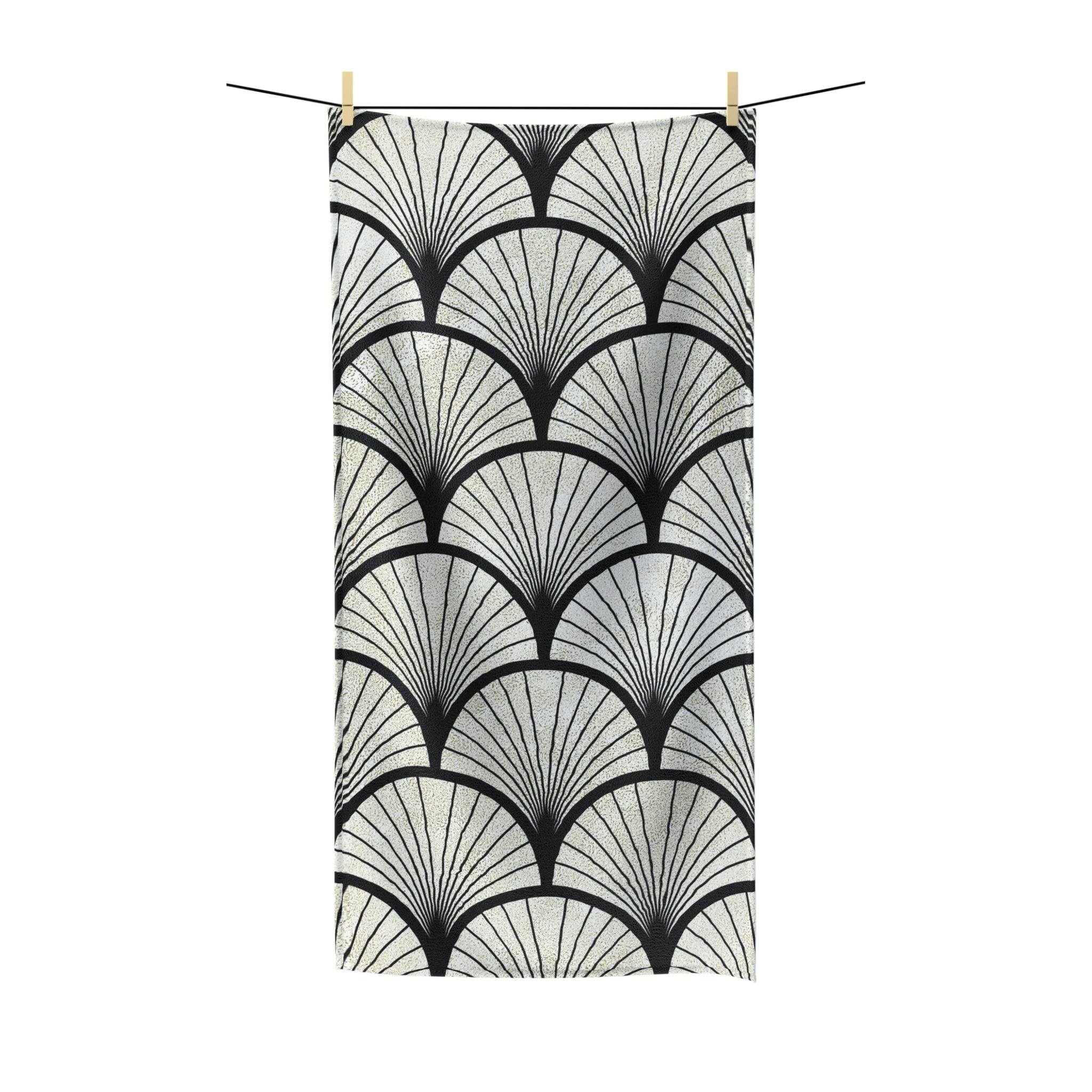 Black Art Deco Bath Towel