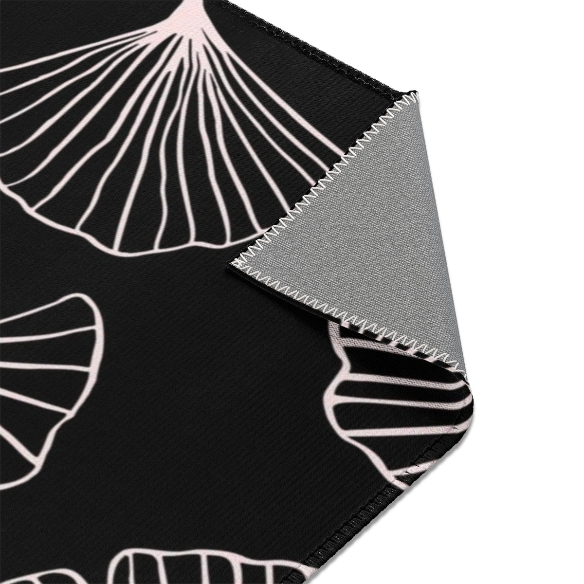 Ginkgo Floral Area Rug | Black Blush Pink