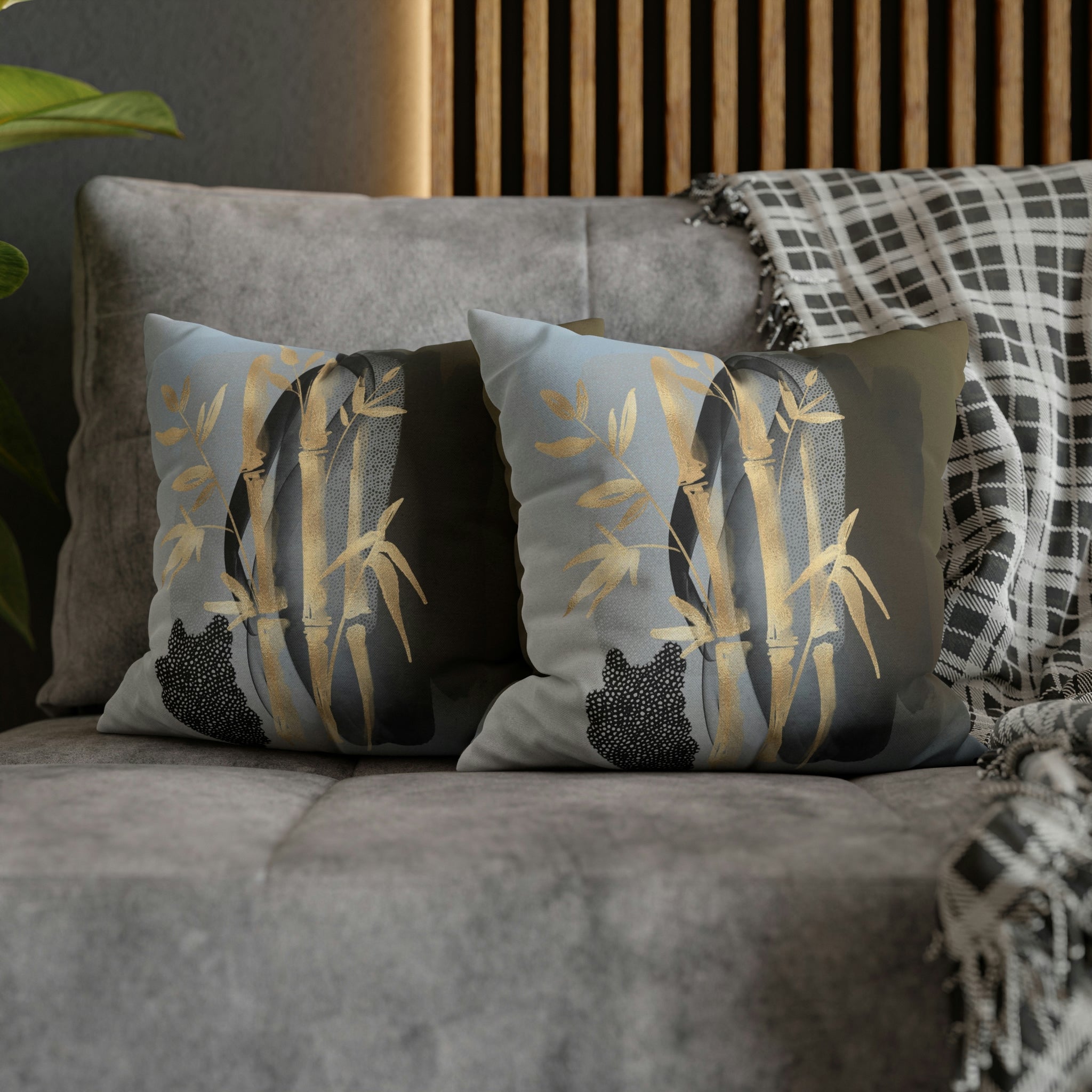 Abstract Boho Pillow Cover | Gold Bamboo