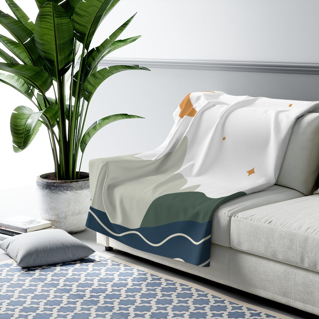 Navy Forest Green, Moon Stars Hills, Celestial Blanket