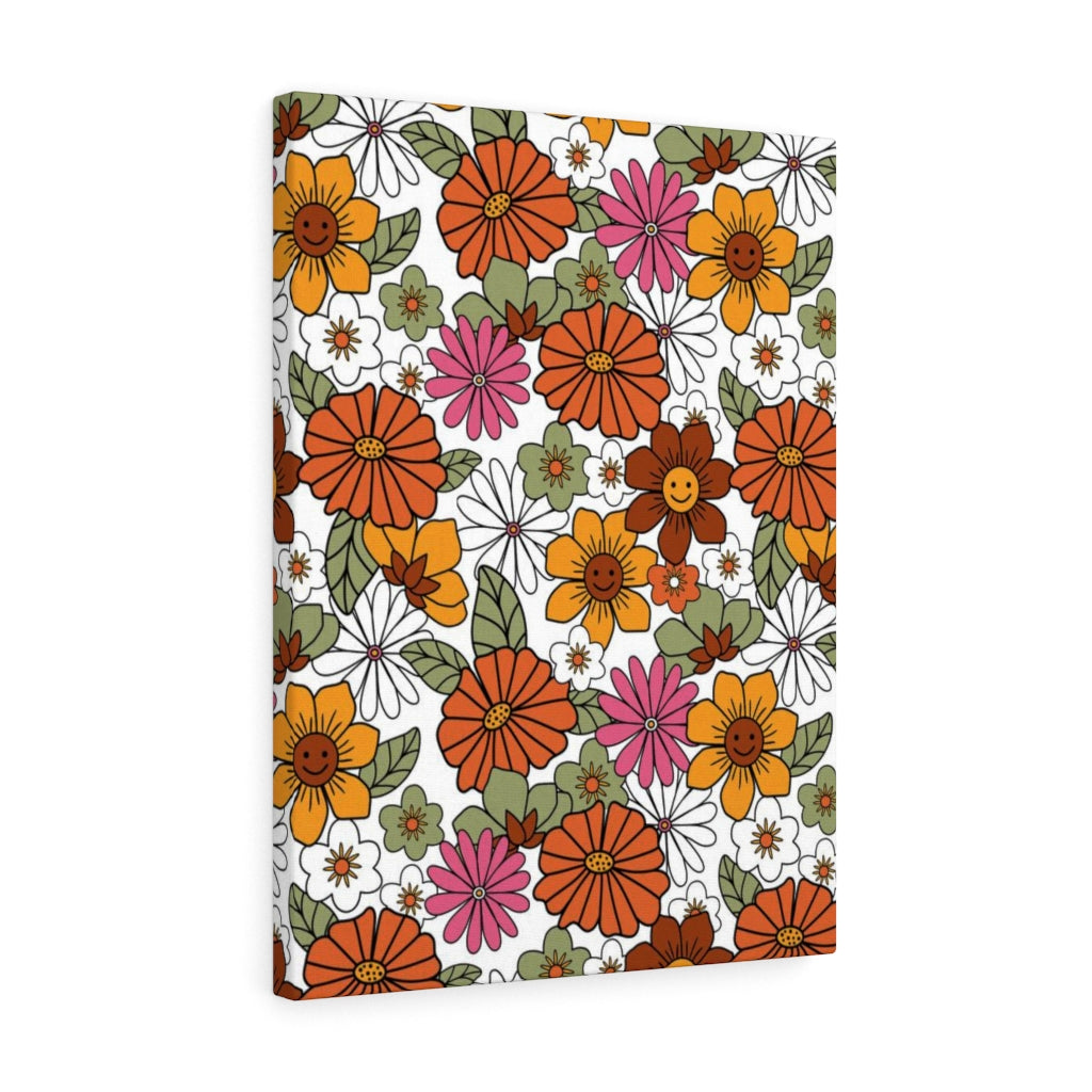 FLORAL WALL CANVAS ART | Orange Pink Yellow White