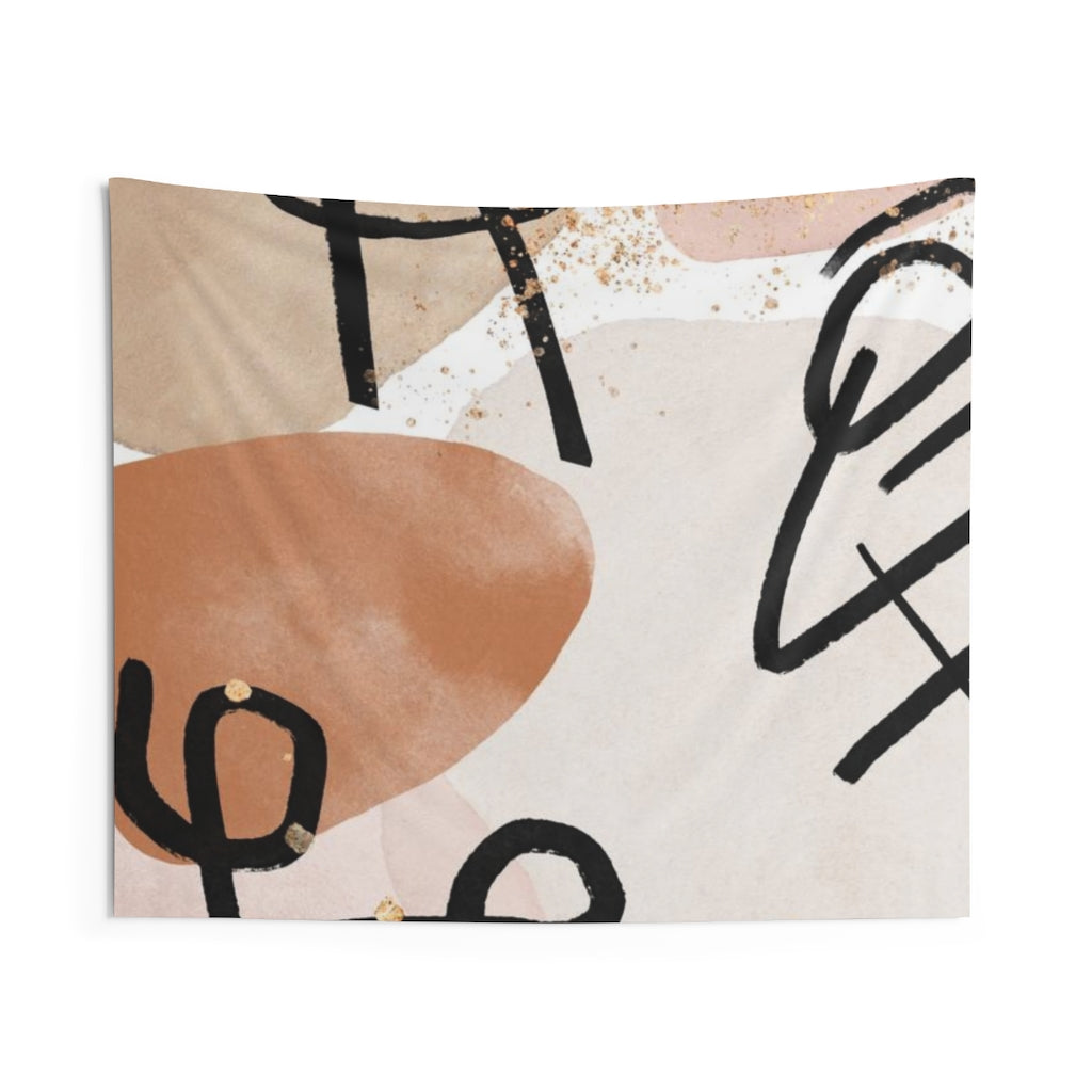 Abstract Tapestry | Beige Rust Black Blush Pink