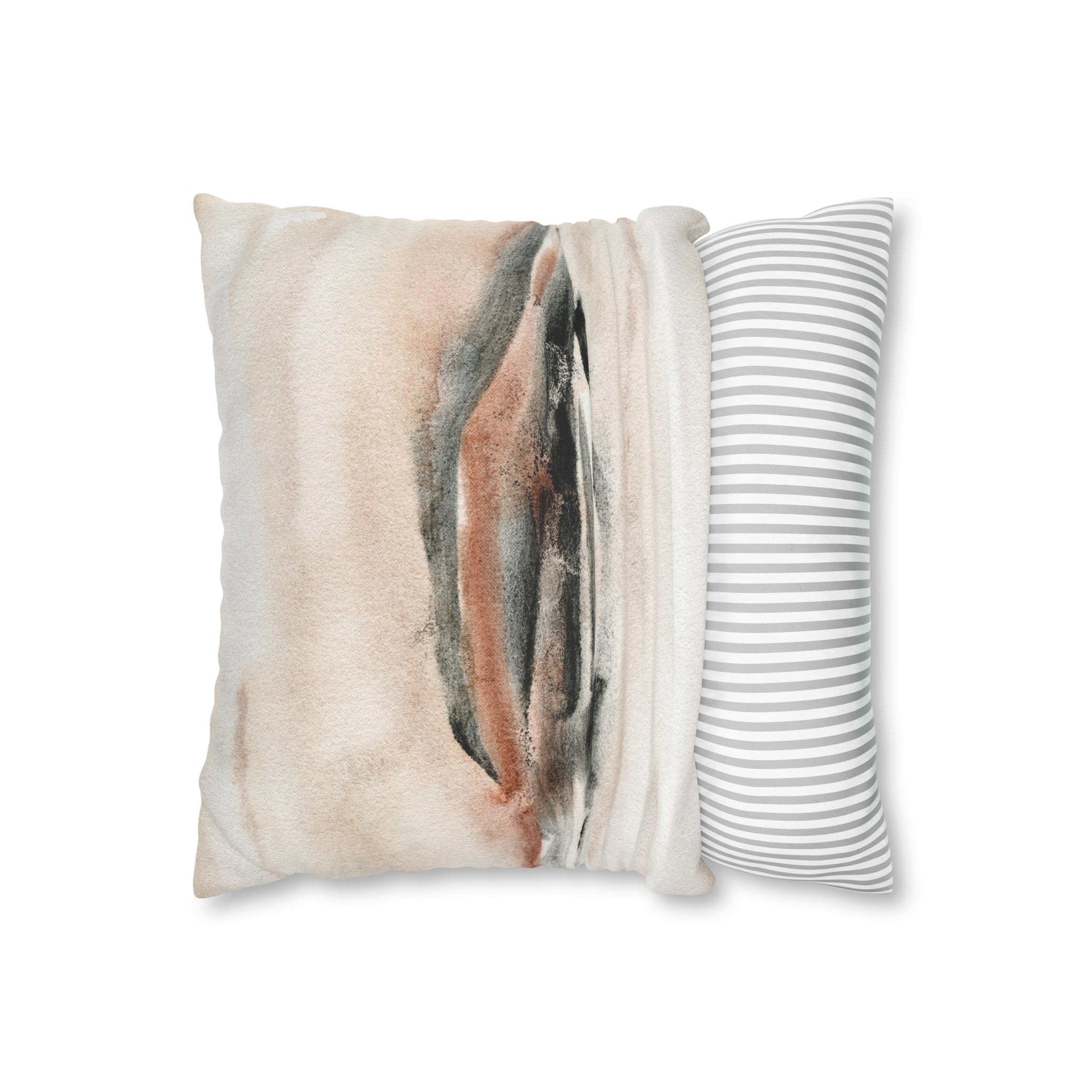 Abstract Pillow Cover | Blush Beige Black Beige Ombre