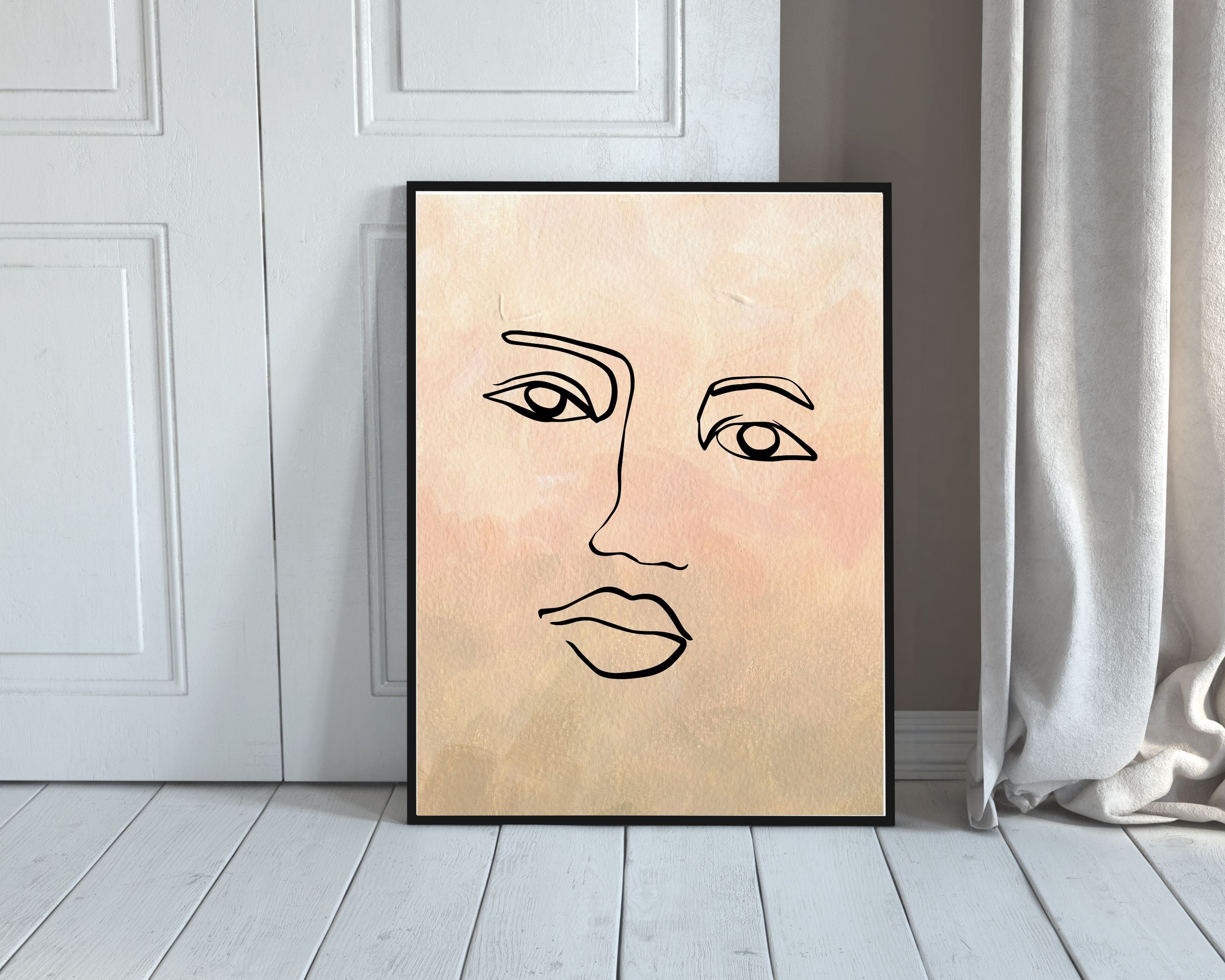 Abstract Terracotta Art Prints | Beige Pink Female Face