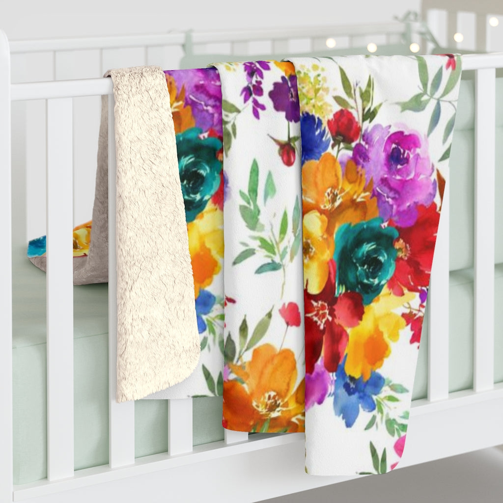 Floral Comfy Blanket | Blush Cream Blue