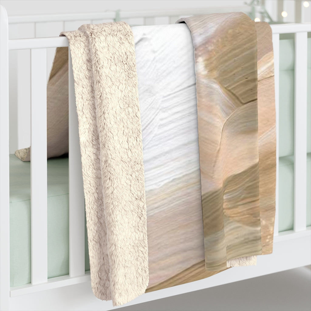 Acrylic Comfy Blanket | White Beige Green