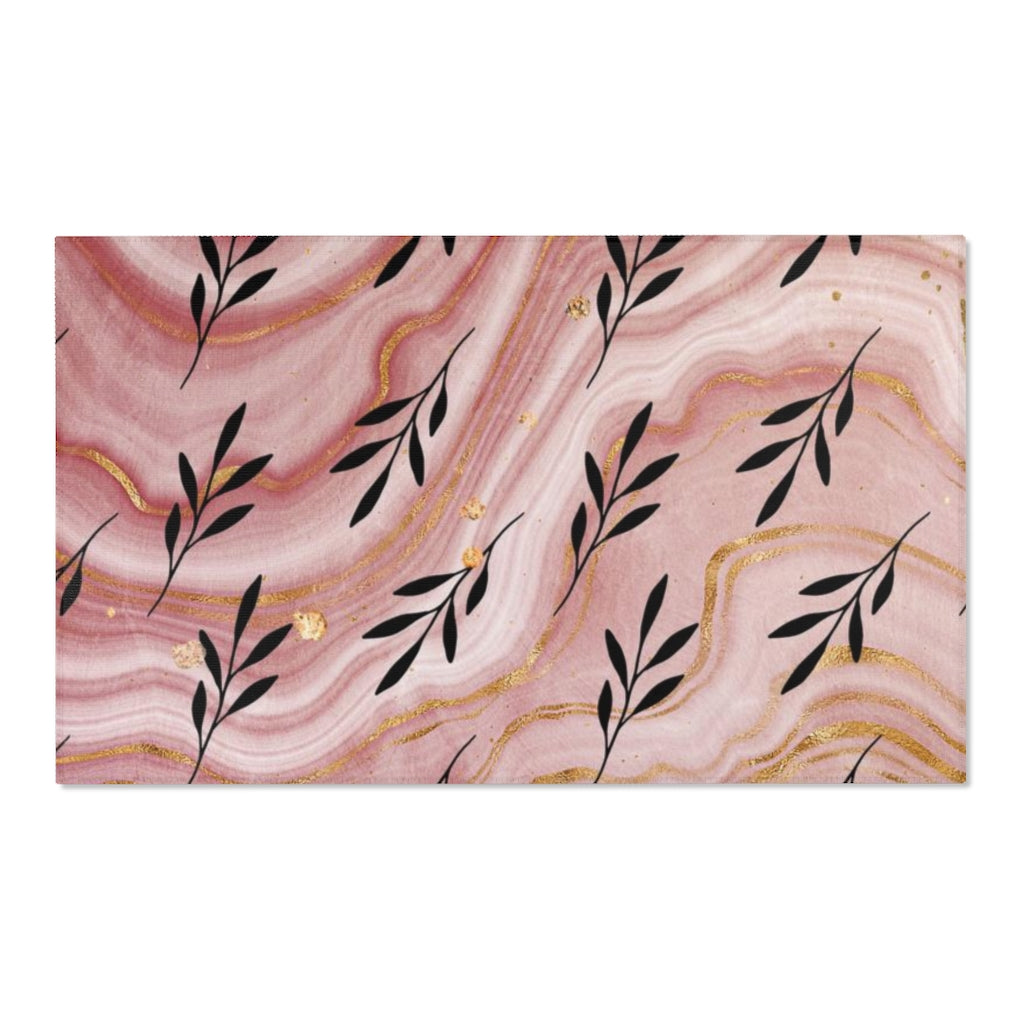 Floral Area Rug | Mauve black Gold Beige