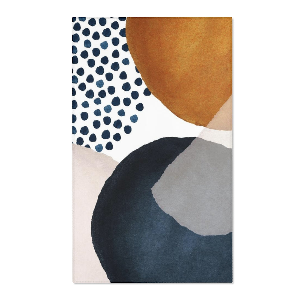 Abstract Area Rug | Brown Navy Cream