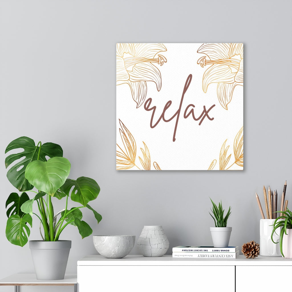 FLORAL WALL CANVAS ART | With Saying | White Beige Leaves