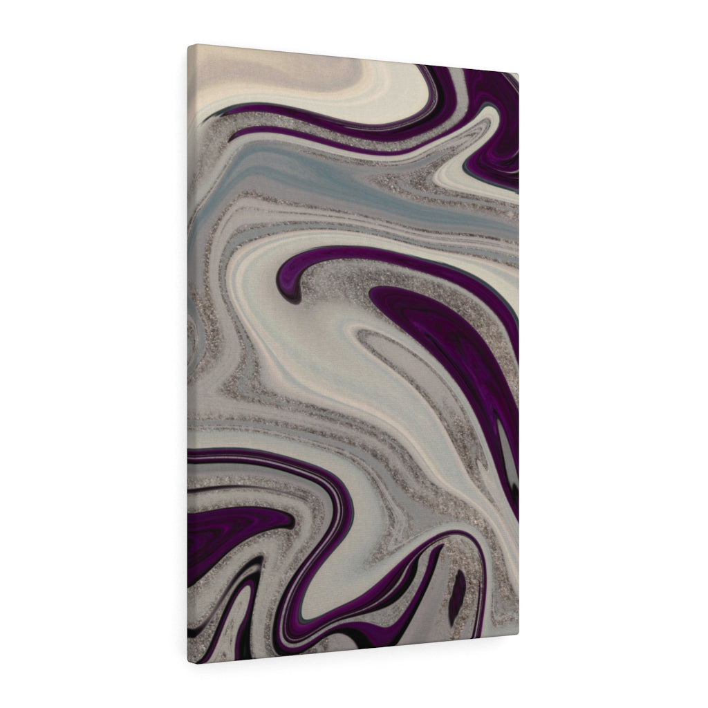 ABSTRACT WALL CANVAS ART | Purple Grey Silver