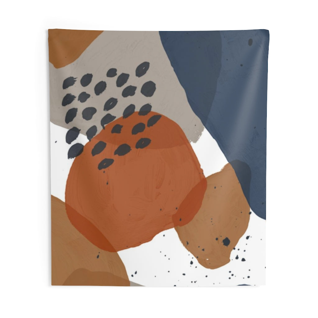Abstract Tapestry | White Navy Blue Brown Rust