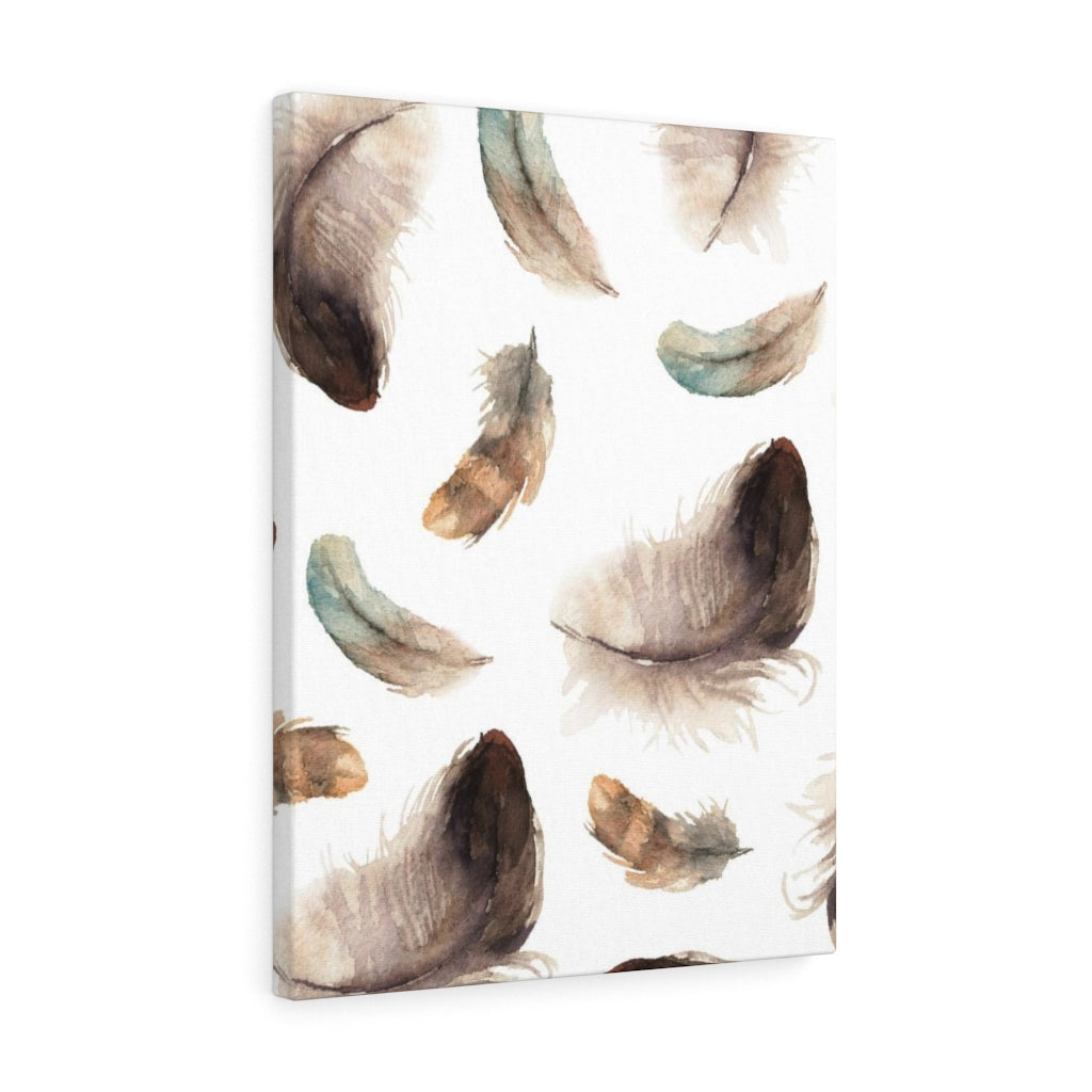 WHIMSICAL WALL CANVAS ART | Brown White Mint Feathers
