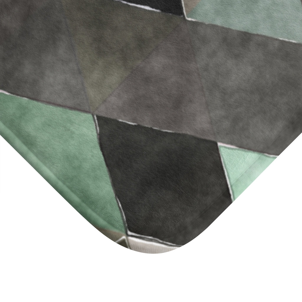 Boho Bath Mat | Green Gray Black Bathroom Rug