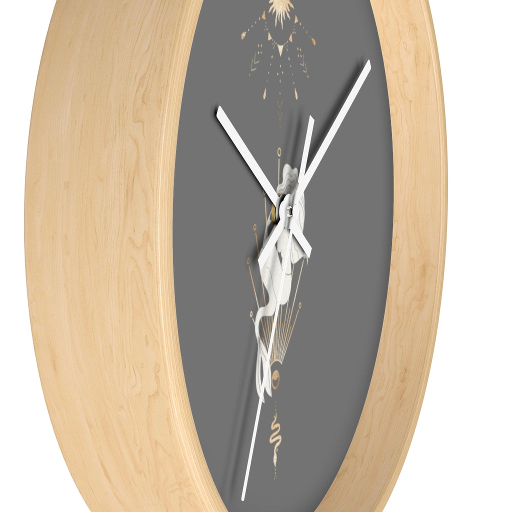 Celestial Mermaid, Gray Wood Wall Clock 10"