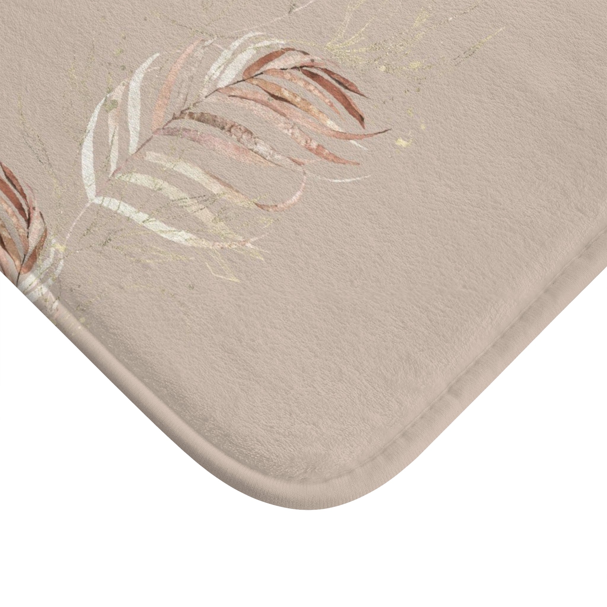 Floral Boho Bath, Kitchen Mat, Rug | Blush Beige, Monstera Jungle Leaves
