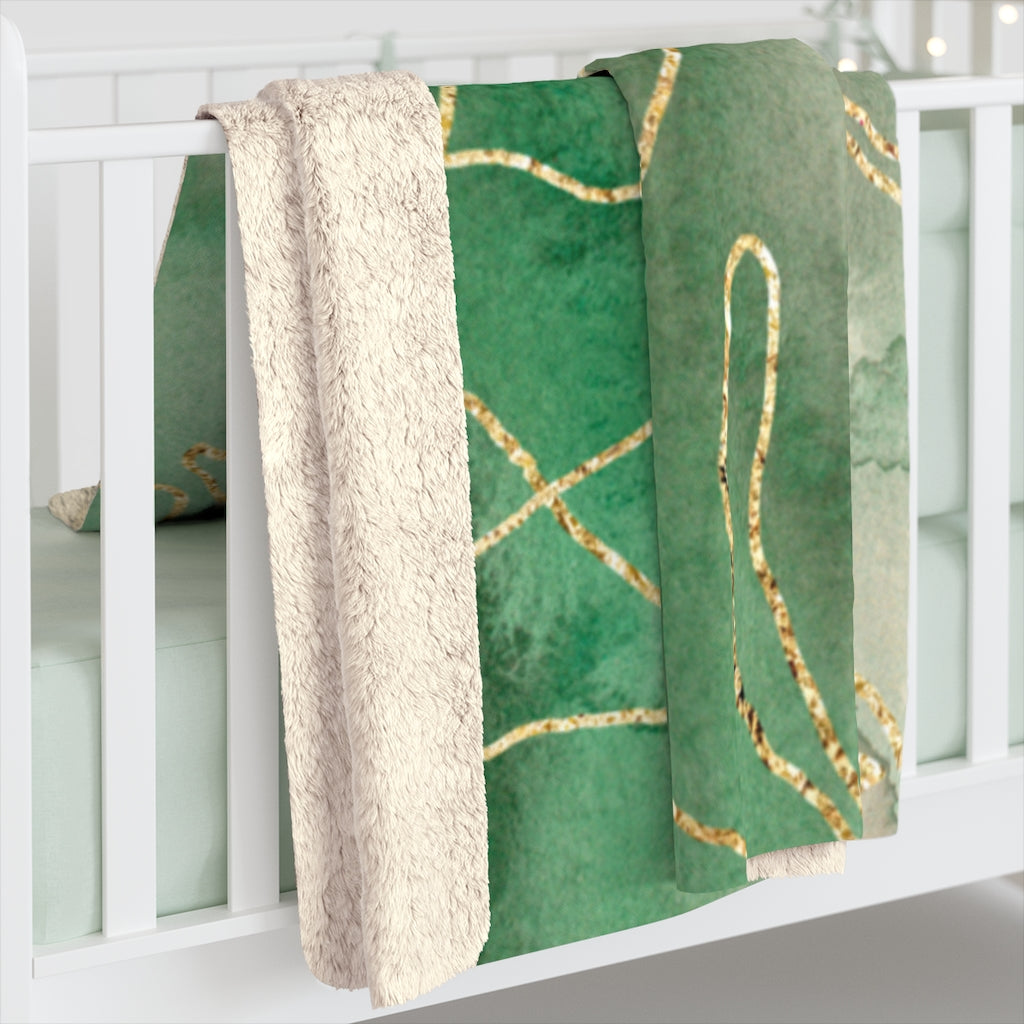 Green Gold Ombre, Floral Botanical Blanket