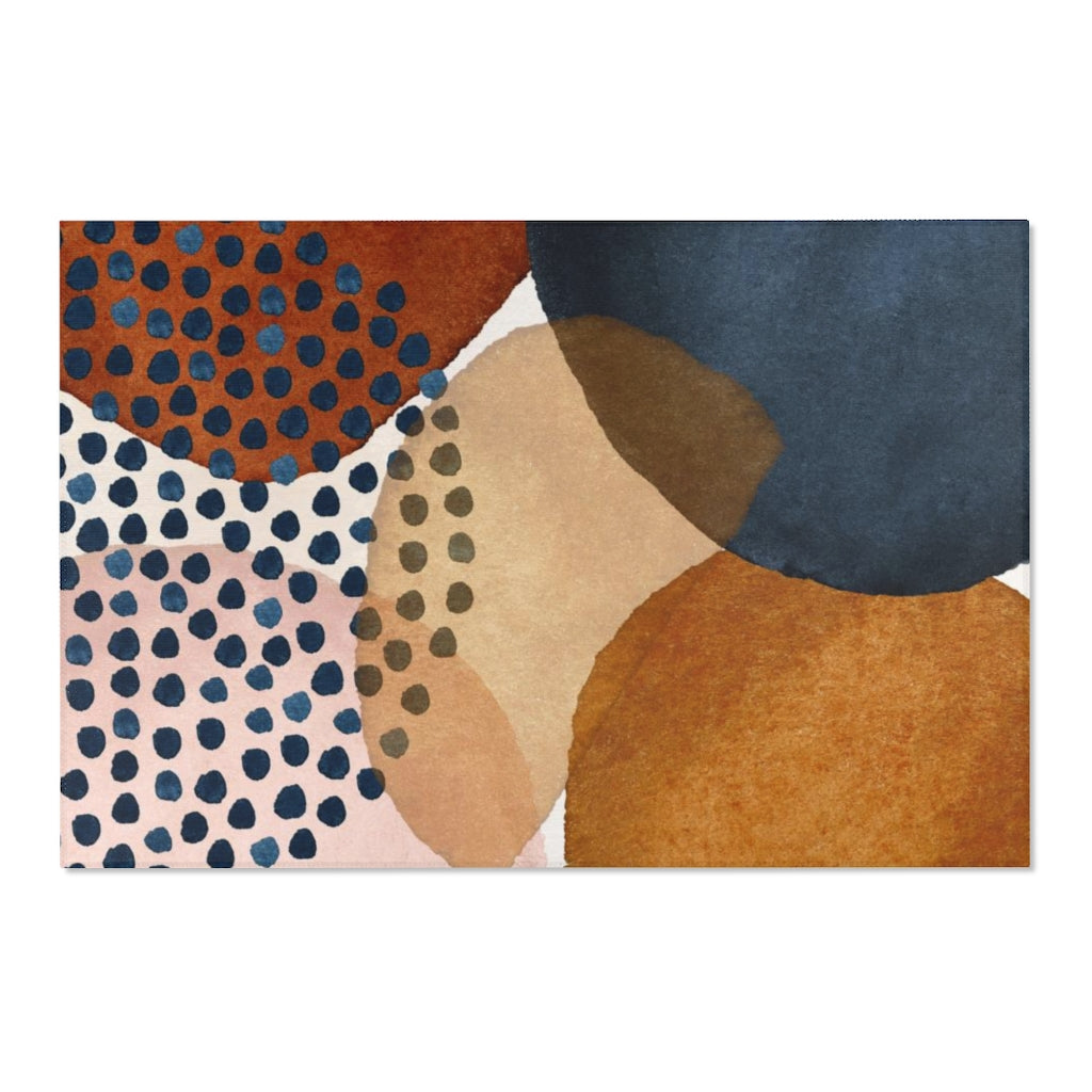 Abstract Area Rug | Rust Navy Orange Pink