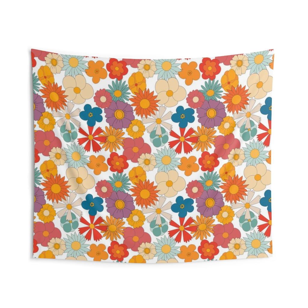 Floral Tapestry | Orange Red Green Beige