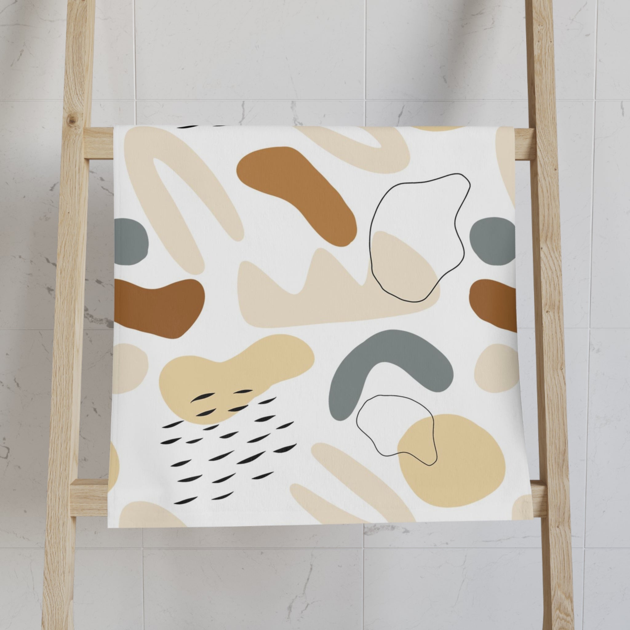 Kitchen, Bath Hand Towel | Boho White Brown Beige