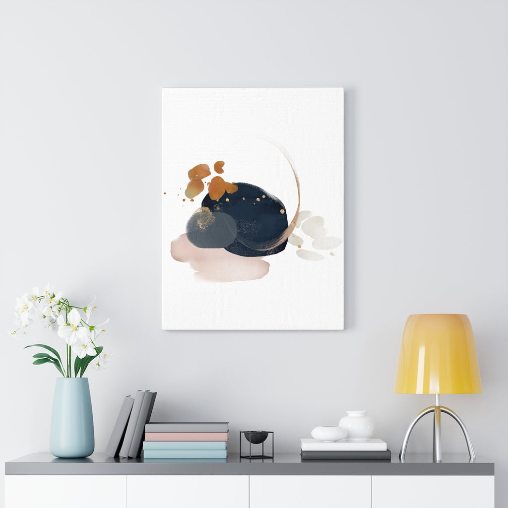 Abstract Canvas Art | White Navy Blue Blush Pink