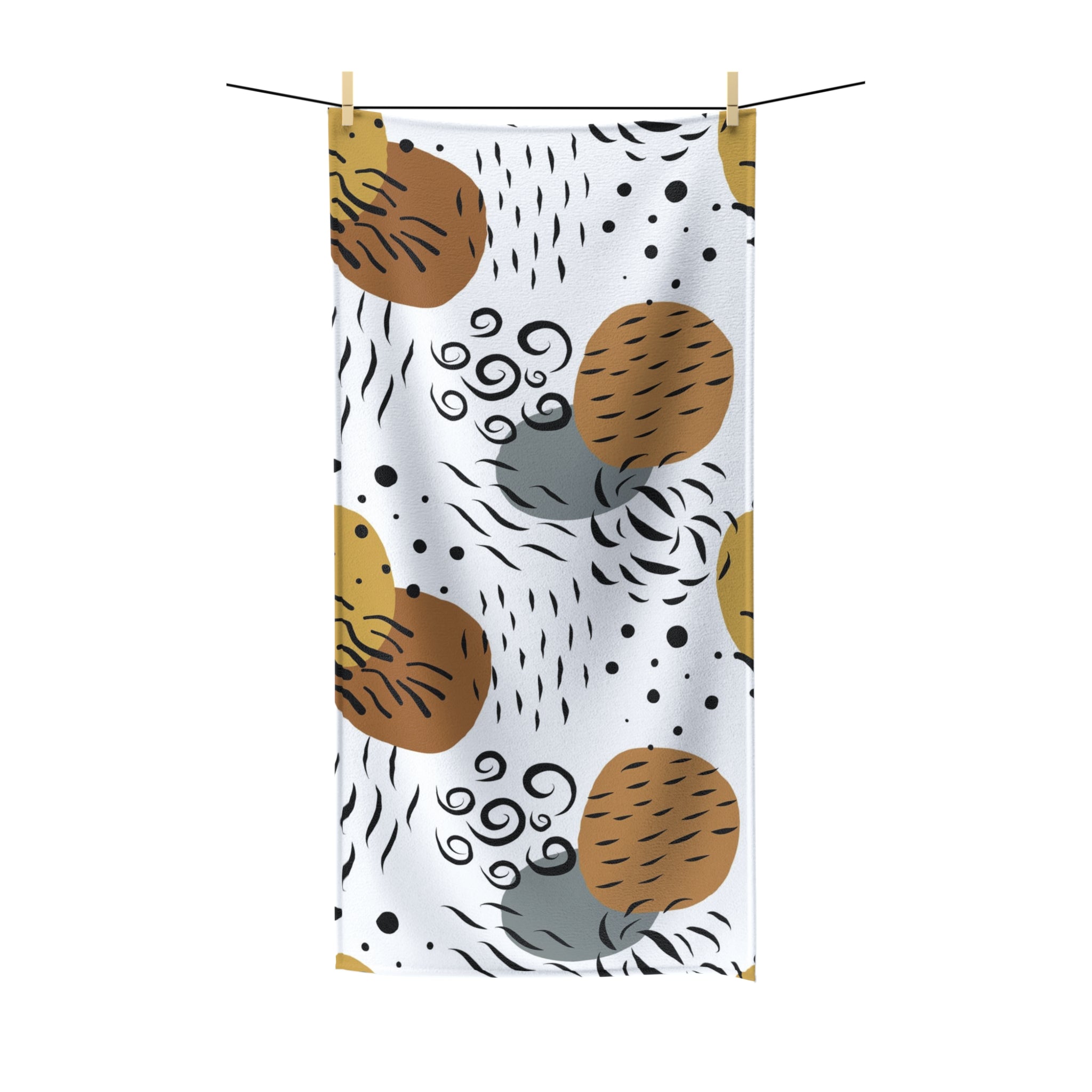 Boho Bath Towel | White Black Brown Beige