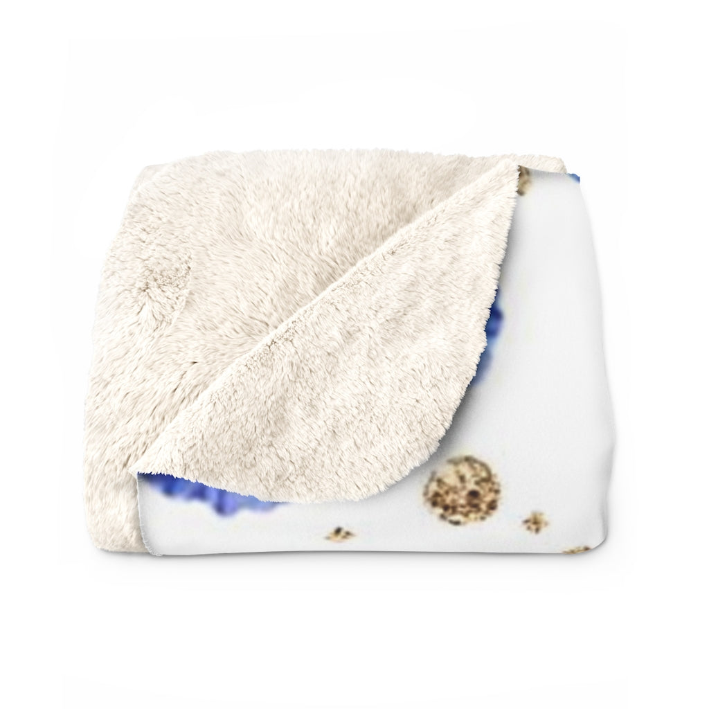 Floral Comfy Blanket | White Blue Butterflies