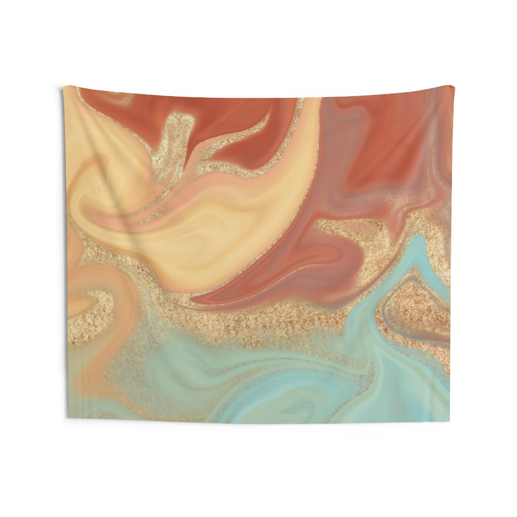 Abstract Tapestry | Teal Gold Rust