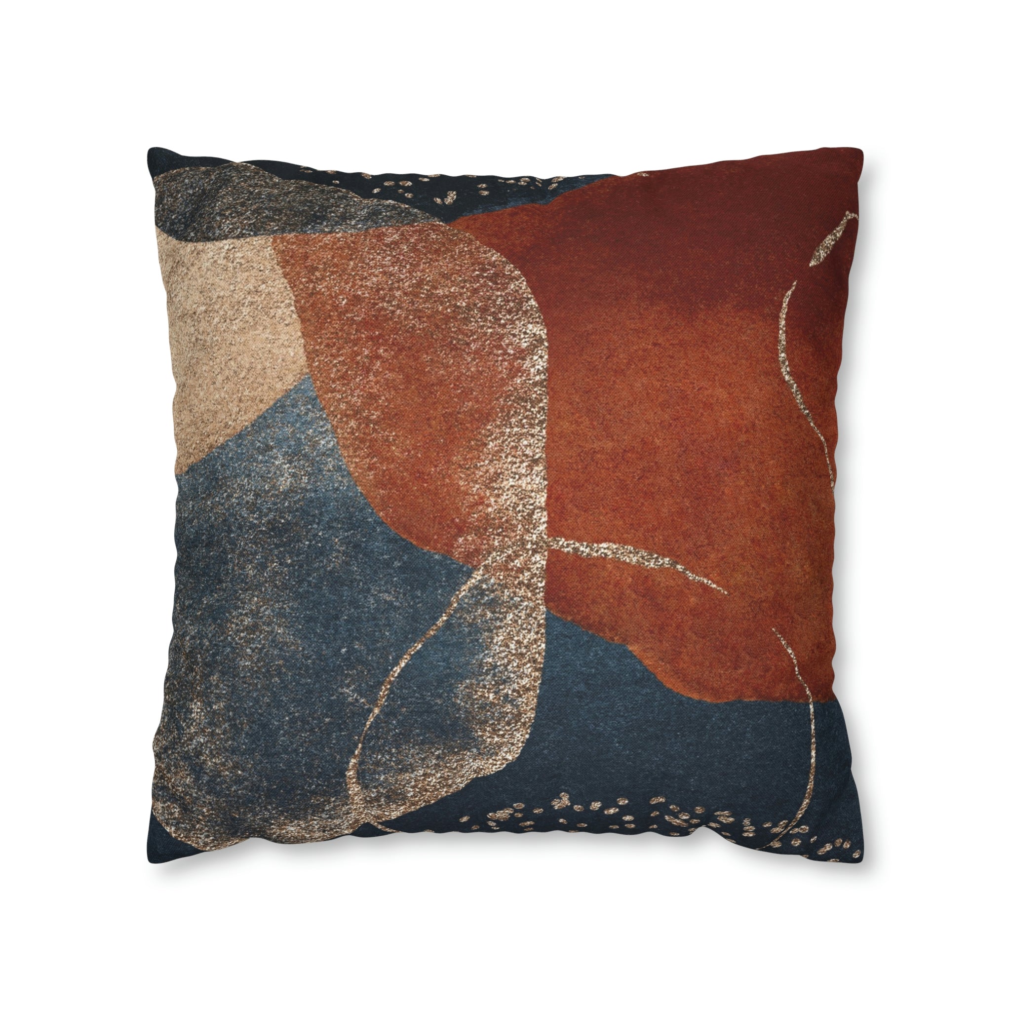 Abstract Boho Pillow Cover | Rustic Navy Gold