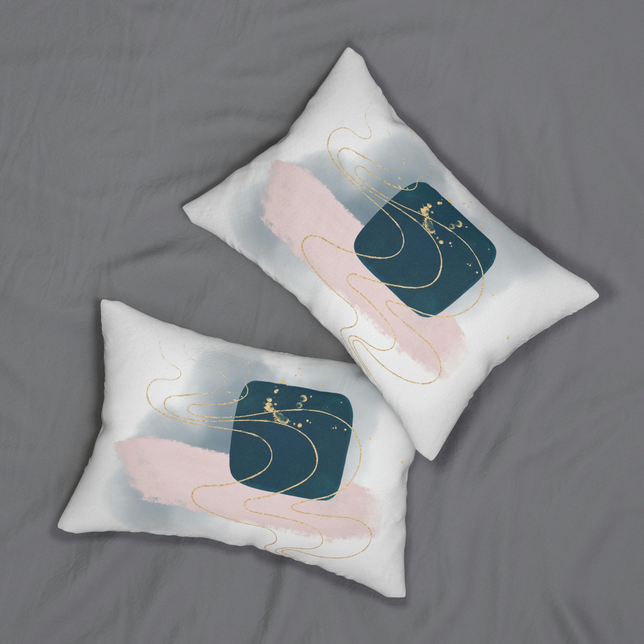 Abstract Lumbar Pillow | Navy Blush Ombre